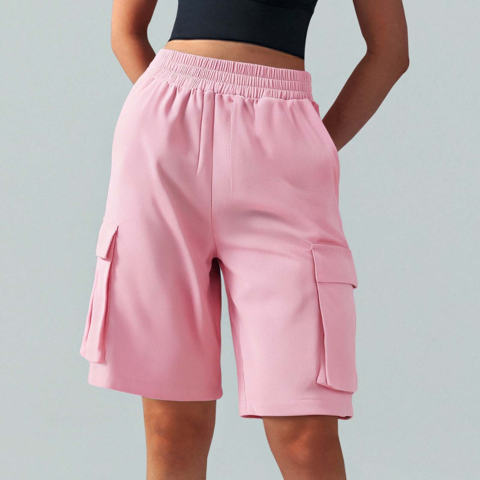 thumbnail image 2 of Pantalones cortos cargo de cintura alta para hombre: pantalones cortos deportivos de secado rápido con bolsillos para hacer ejercicio, 2 of 4